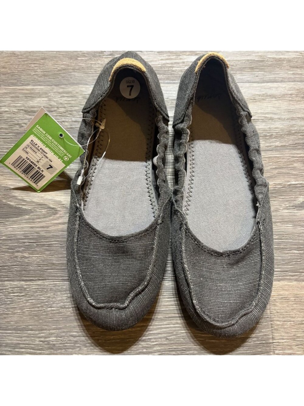 Sanuk Elle V Eight Shoes Flats Size 7 38 Slip On Charcoal Gray Vegan Yoga NEW - Picture 5 of 10